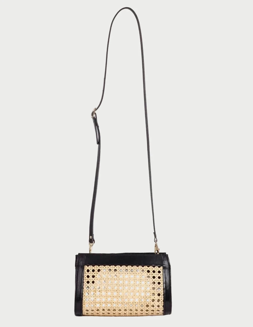 Lamia Cane Clutch with full-length detachable crossbody strap, front view