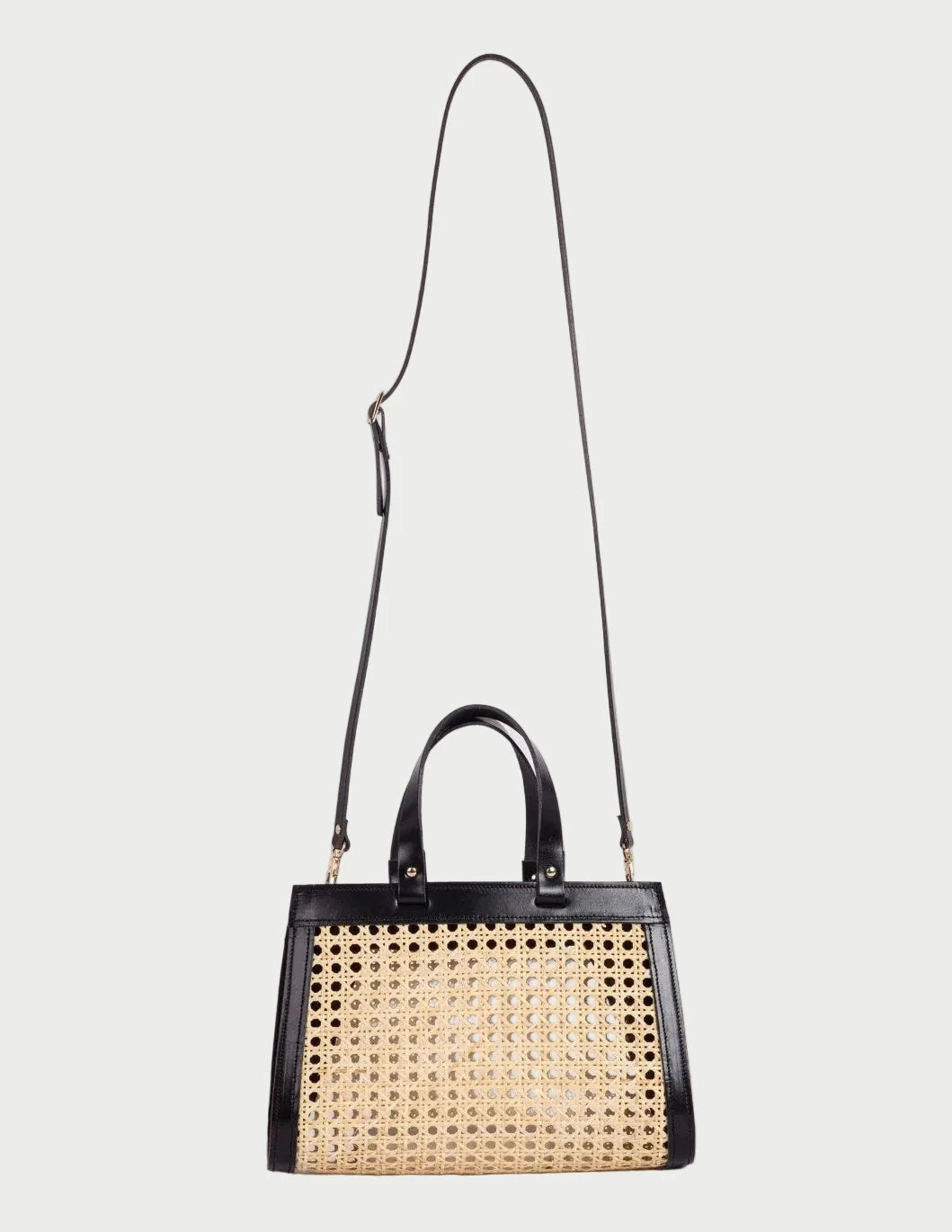 Lamia Mini Cane Bag shown with its detachable black leather crossbody strap